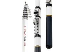 Fishing rod Telescopic Rock Fishing Rod Spinning Fly Carp Feeder Carbon Fiber Pesca 2.7M 2.4M 2.1M 1.8M 1.5M Mini Travel Reel Seat(Rock Rod White,2.7 m)