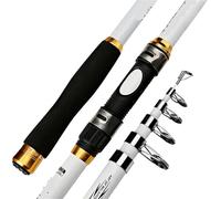 Fishing Rod Ultra Light/Strong Fiberglass Sea Rod 2.1M 2.4M 2.7M 3.0M 3.6M Spinning Carbon White Fishing Rod Suitable for Flying Carp Bass(2.1 M)