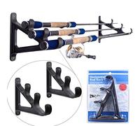 Fishing Rod Wall Rack Horizontal Rod Rack Storage Space Saving Organizer for Fishing Rod, Hiking Poles,Ski Poles,Hokey Sticks