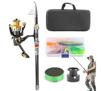 Fishing Rod with Reel Combi - Lightweight Design for Fishing Tours, Compact Travel Bag for Fishing by the Lake Kayak Shore Bass Hikes