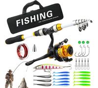 Fishing Rod with Reel Complete Set, Telescopic Equipment Set with Carry Bag, Fishing Rod Set, for Freshwater Sea Fishing, Ice Fishing from the Boat Bridge Shore