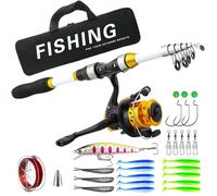 Fishing Rod with Reel Complete Set, Telescopic Fishing Set with Transport Bag, Fishing Complete Set for Fishing in the Sea, Lake, River, Saltwater, Freshwater, Ice Fishing, Surfing