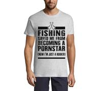 Fishing Saved Me from Becoming A Pornstar Now I'm Just A Hooker Funny Graphic Crew Neck Cotton Men's T-Shirt Ash XX-Large