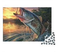 Fishing Scene 1000pc Bass Catch Thick Cardboard Jigsaw Puzzle for Stress Relief Seekers Christmas Gathering Home Decor Home Leisure Time Social Icebreaker 38x26cm/1000pcs