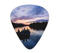 (Fishing Scenic) Guitar Picks Set Of 12 With Transparent Plastic Box For Bass Electric And Acoustic Guitars Ukulele
