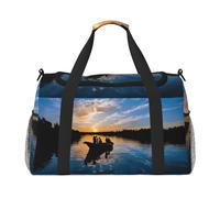 Fishing Scenic Print Womens Sports Bags Travel Bag - Gym Tote Bag with Compartment,Duffel Bags for Men,Ladies Holdall,Carry On Weekend Travel Handbags for Women