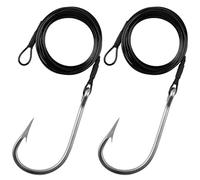 Fishing Shark Rig, 2pcs Surf Fishing Leader Rigs with Tuna Shark Hooks Stainless Steel Cable Leader Wire Rig Deep Sea Fishing Hooks Big Game Bait Rig for Shark Tuna Toothy