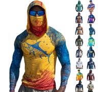 Fishing Shirts for Men Long Sleeve Novelty Fish Graphic Sun Protection Hoodies UPF 50+ Quick Dry UV Breathable Performance Tops Outdoor Hiking Shirt Clothing