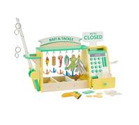 Teamson Kids My Little Helper Fishing Shop & 26 pc. Accessory Set, Green/Yellow