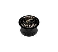 Fishing Shut Up And Fish Funny Vintage Angler Gift PopSockets Adhesive PopGrip