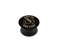 Fishing Shut Up And Fish Funny Vintage Angler Gift PopSockets Adhesive PopGrip