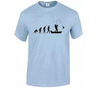 Fishing Sky Blue Color T-Shirt Men's Fisherman Dad Problem Solved Fathers Day Tee Top(Evolution of Man,XL)