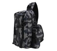 Fishing Sling Tackle Bag Rainproof and Lightweight with Multiple Compartments for Fishing Trips and Outdoor Fun Nylon Material (Grey Camo)