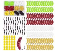 Fishing Soft Plastic Worms Set 170pcs Artificial Maggot Worm Earthworm Corn Baits Silicone Fake Worms Lures Bass Fishing Kit for Freshwater Saltwater (170pcs/box)