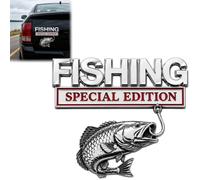 Fishing Special Edition Premium 3D Metal Vehicle Emblem Badge, Chrome Plated Waterproof Decal with Adhesive Backing, Car Emblem for Trucks,SUVs,Boat Trailers,Angler Gift