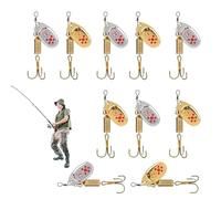 Fishing Spinners - 10PCS Metal Spinner Baits With High Reflective Gold Finish And Three Hook Design For Strong Strike Action | Effective Fishing Lures For Trout Pike Salmon Walleye Crappie Bluegill Fr
