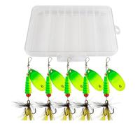 Fishing Spinners, Fishing Kit | Sequins with Feathered Hooks | 5x Crankbaits Jigs, Fishing Accessories with Tackle Box for Bass, Trout, Salmon, Walleye