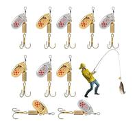 Fishing Spinners - Metal Spinner Fishing Lures for Trout | Three-Hook Tackle Gold Color Gear for Offshore Rivers Lakes Ponds Streams Reservoirs