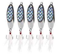 Fishing Spoons Lures, 8pcs Metal Spoon Fishing Lures with Feathered Treble Hooks 7g-40g Jigging Spoons Bait for Bass Trout Pike Walleye Saltwater Freshwater