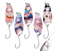 Fishing Spoons Lures | Hard Bait Trout Beach Girls, 5 Pieces for Predator Fish and Salmonids River Lake Pond Fresh Water Brackish