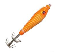 Fishing Squid Jig Hooks Floating Soft Lure with Luminous Particles, Realistic Wooden Shrimp Bait for Saltwater & Freshwater, 45mm 3.4g (Blue/Red/Pink/Orange)(orange)