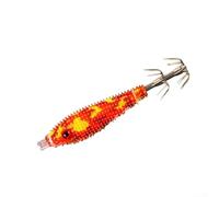 Fishing Squid Jig Hooks Floating Soft Lure with Luminous Particles, Realistic Wooden Shrimp Bait for Saltwater & Freshwater, 45mm 3.4g (Blue/Red/Pink/Orange)(red)