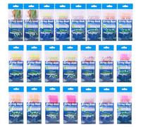 Fishing String Hooks 22 Packs with Feather Tail Bait Rigs for Freshwater Use Targeting Small Fish Species Such as Mackerel Herring and Smelt