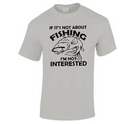 Fishing T Shirts for Men - Funny Fishing Gifts for Fisherman - Carp Fish T Shirt with I'm Not Interested Slogan - Grey-XL