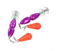 Fishing Tackle 2PCS 90mm Squid Hook with Double Layer Metal Hook Body Lightweight and Designed to Prevent Fish Escape (3#)