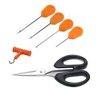 Fishing Tackle 6 Tool Set - Braid Scissors, Hook Needle, Driller, Baiting Rigs Needle & Knot Puller Kit for Carp/Coarse Fishing Boilie