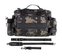 Fishing Tackle Bag Portable Waterproof Large Capacity Equipment Storage Long Lasting Saltwater Lake River Shore Pond, Black/White, Refer to description, Unisex