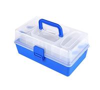 Fishing Tackle Box, 3 Layers Plastic Storage case, Cantilever Fishing Tackle Box, Blue
