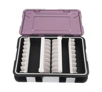 Fishing Tackle Box, Double-Sided Lure Storage Case with 11/16 Compartments, Removable Dividers & Safety Lock for Hard Baits, Hooks, Squid Jigs - Transparent(Pink cover)