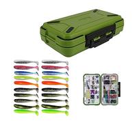 Fishing Tackle Box,RoadLoo Fishing-Lure-Boxes-Bait Multifunctional Fishing Accessories Storage Box 30 Compartment Waterproof Portable Fishing Tackle Box Waterproof with 20 Soft Plastic Lures (green)