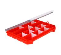 Fishing Tackle Box with Adjustable Dividers for Spinners and Terminal | PP Build, Cover, Quick Compartmentalization, Red Finish, Bait Storage and Organization for Fisher