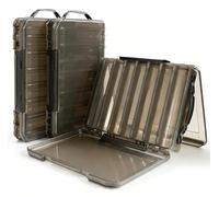 Fishing Tackle Boxes Lure Organizer: 2 Packs Hard Bait Storage Box - Double Sided Fishing Lure Case with 14 Compartments Container (Grey, L)
