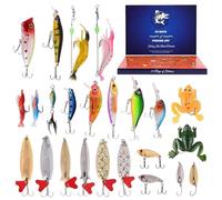 Fishing Tackle Calendar Advent - 24 Days Countdown Baits Set Calendar,Realistic Christmas Lures for Kayak Inshore Salmon Lake Catfish Pier River Stream Walleye Bass Crappie Trout Deep Sea