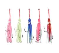 Fishing Teaser Lure,5 Pcs Luminous Trolling Lures Octopus Lure with Hook Skirt Tail for Saltwater Ocean Fishing