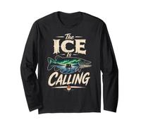 Fishing The Ice is Calling Pike Angler Winter Gift Long Sleeve T-Shirt