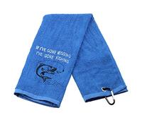 Fishing Towel Fisherman Gift If I've Gone Missing I've Gone Fishing Embroidered Towel with Clip (Gone Fishing)