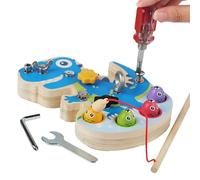 Fishing Toy,Colorful Fish Screwing Assembling Game | Dinosaur Shape Wooden Screwdriver Activity Board - for Boys Girls Preschool Kindergarten Nursery Party Travel Learning