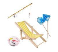 Fishing Toys Set - Mini 5 Piece Rod | Life Scene Decor, Multi-Function Miniature Home Decoration Ornaments Kits for Boys and Girls, Simulation Game, Act