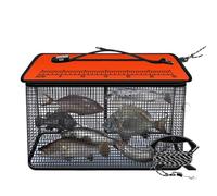 Fishing Trap, Crayfish Basket, Folding Fish Net, Reflective Design, Large Capacity Storage, Outdoor Sea Stream Use, 50 x 39 x 24 cm/19.69 x 15.35 x 9.45 inches, Black, Orange, 1 Piece