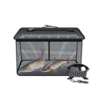 Fishing Trap, Crayfish Basket, Folding Fish Net, Reflective Design, Large Capacity Storage, Outdoor Sea Stream Use, 50 x 39 x 24 cm/19.69 x 15.35 x 9.45 inches, Black, Orange, 1 Piece