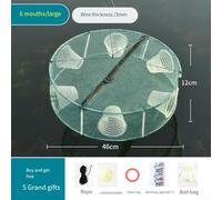 Fishing Trap with Three or Six Funnel Entry Points for Easy Catch, Made with Collapsible Reinforced Nylon Mesh, Multiple Size Options from 30cm to 46cm (G)