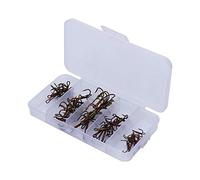 Fishing Treble Hook Assortment, 50pcs Sharpened Fishing Hook 5 Sizes 2/4/6/8/10 Fishhook Tackle with Storage Box for Baits Lures, Brown