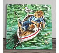 Fishing Trip Ceramic Picture Tile Artwork By Judith Yates Hanging Wall Art Home Décor