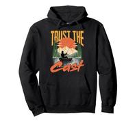 Fishing Trust The Cast Vintage Mountain Lake Fly Angler Pullover Hoodie