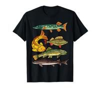 Fishing Types of Freshwater Fishes Pike Trout Carp T-Shirt