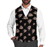 Fishing U.S. Flag Bass Fish Men's Suit Vest Formal Dress Waistcoat Vest Casual Business Vests for Suit Or Tuxedo XL